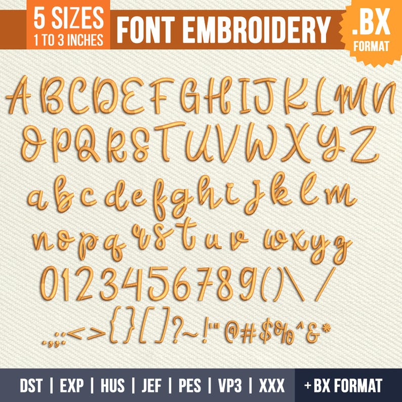 3D Puff Cursive Script Embroidery Font: | BX Font | PES DST Fonts + 5 ...