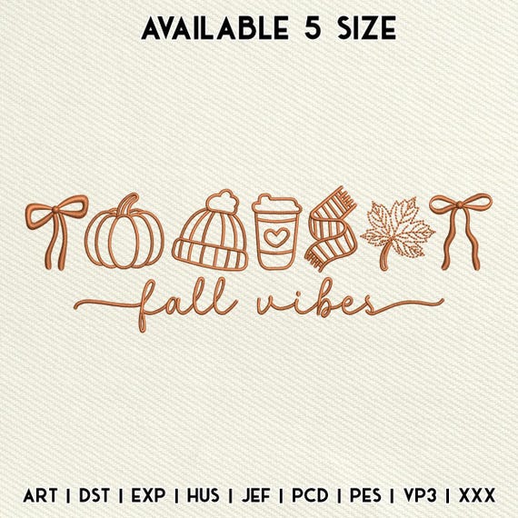 Fall Vibes Coquette Embroidery Design, Retro Pumpkin Halloween Machine Embroidery File, Instant Download, Included 5 Sizes