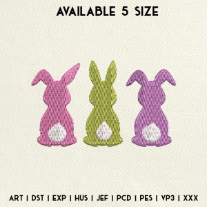 Happy Easter Bunny Embroidery Design, Funny Easter Rabbits Embroidery Design, Easter Machine Embroidery File, Instant Download, 5 Size