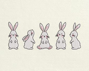 Cute Rabbit Embroidery Design, Funny Easter Bunny Embroidery File, Easter Machine Embroidery File, Instant Download, 5 Size