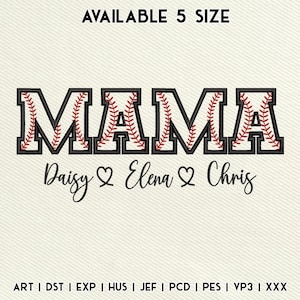Custom Baseball Mama Embroidery Design, Custom Name Embroidery File, Mama Game Day File, Baseball Mom Machine Embroidery, Instant Download