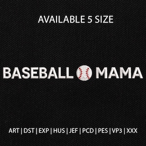 Baseball Mama Embroidery Design, Mama Sports Embroidery Design, Baseball Mom Machine Embroidery Files, Instant Download, Included 5 Sizes