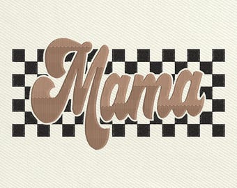 Checkered Mama Embroidery Design, Retro Mama Embroidery Design, Groovy Mama Machine Embroidery Files, Instant Download, Included 5 Sizes