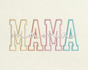 Mama Applikation Stickmuster, Muttertag Stickdatei, Maschinenstickerei, Geschenke zum Muttertag, Instant Download