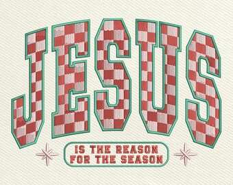 Jesus Christmas Embroidery Design, Christian Holiday Saying Embroidery File, Faith Religious, Instant Download