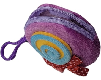 Purple Plush Lollipop Coin Purse with Clip