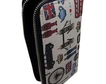 London Themed Zip Around Wallet