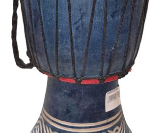Traditional African Djembe Drum with Hand-Painted Design