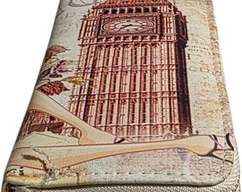 Vintage Style Zip-Around Wallet with Artistic Print