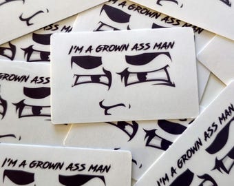 Grown *** Man Sticker | Hard Hat Sticker | Lunch Box Sticker | Water Bottle Sticker | Blue Collar | Union Sticker
