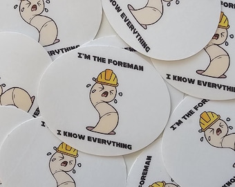 Wormy Foreman Sticker | Hard Hat Sticker | Lunch Box Sticker | Water Bottle Sticker | Blue Collar | Union Sticker