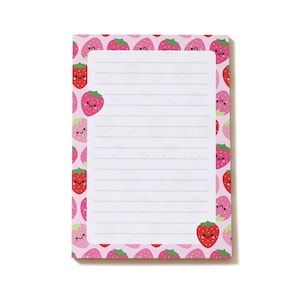 Strawberries Notepad, A6, Cute Stationery by hannahdoodle