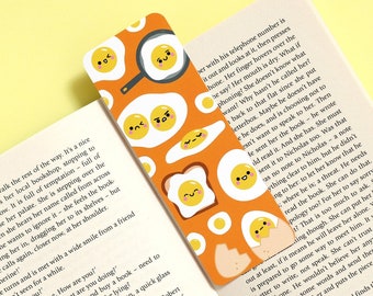 Egg Bookmark, Cute Stationery, Kawaii Cute Bookmark, Fried Egg Illustrations, Smooth Luxury Bookmark by hannahdoodle