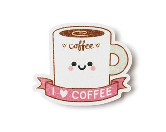 I Love Coffee Sticker with Holographic Overlay Sequin Effect