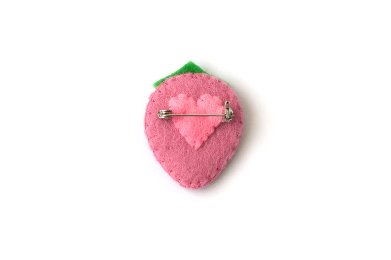 Kawaii Pink Strawberry Felt Brooch Etsy