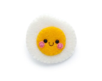 Fried Egg Felt Brooch, Cute Pin Accessory, Kawaii Handsewn Food Badge