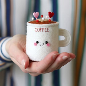 Coffee Cup Pincushion, Available in 12 colours, Kawaii Accessory for Sewing Pins