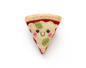 Margherita Pizza Felt Brooch: Handmade Foodie Gift