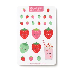 Feuille d'autocollants aux fraises, autocollants brillants kawaii, autocollants pour carnet de notes