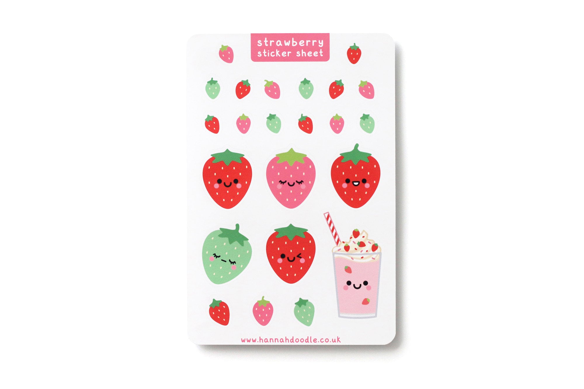 Strawberry Sticker Sheet, Kawaii Glossy Planner Stickers, Journal Stickers  