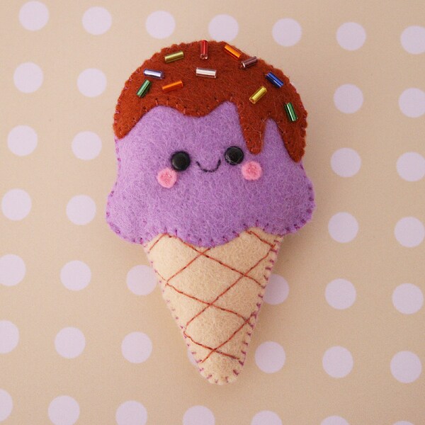 Grape Ice Cream Felt Brooch