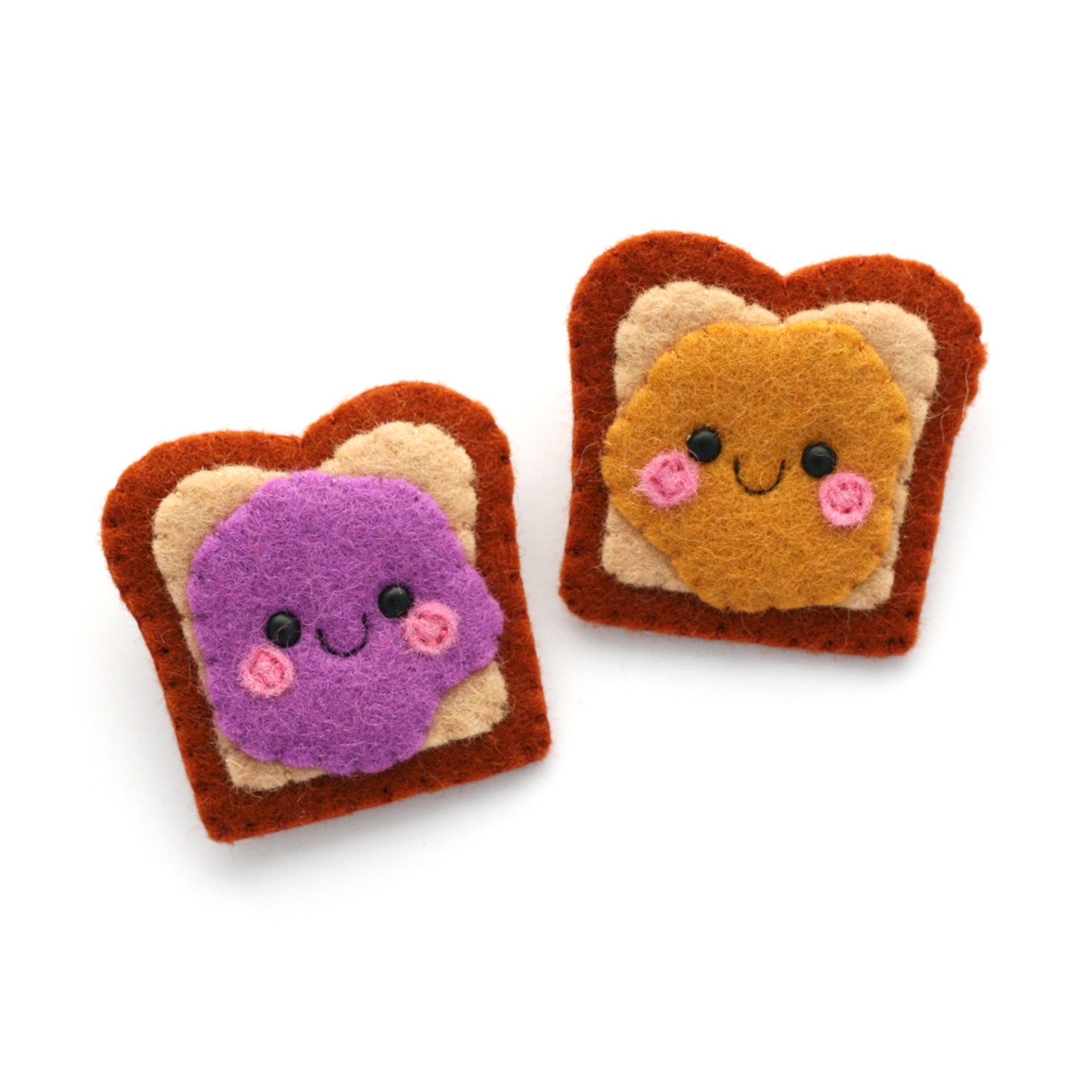 Peanut Butter and Jelly Sandwich Felt Brooches Friend Etsy