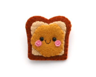 Peanut Butter Sandwich Felt Brooch, PB Gift, Kawaii Food Accessory, Jacket Pin