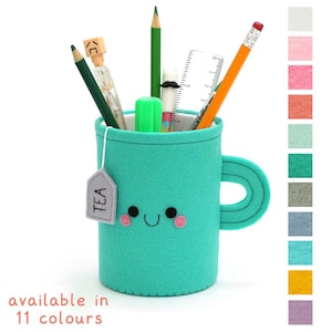 Felt Teacup Pen Pot: Hand-Stitched Desk Organizer