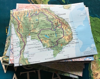 Map Envelopes (10) - A2 size (4.25" x 5.5") Handmade Stationery Travel Lover Vacation Journaling Scrapbooking Thank You Notes Mailing Supply