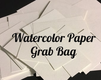 GRAB BAG . Watercolor Paper Pieces (blank) Cards Bookmarks Tags Random Assortment Art Supplies Painting Supply Destash Clearance Sale