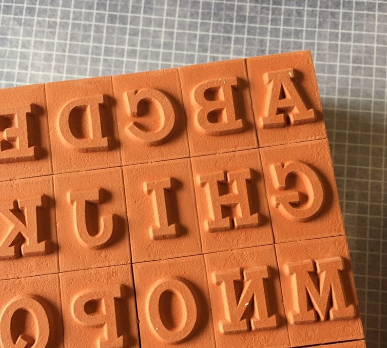Alphabet Rubber Stamp Set Bold Typewriter Font Wood Mounted Etsy