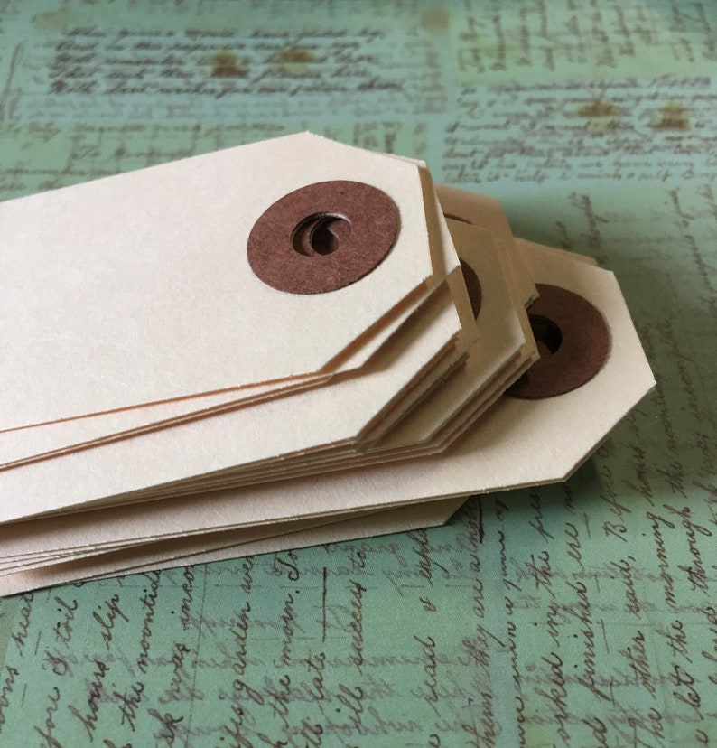 Extra Small Manila Tags - Size #1, 2-3/4" x 1-3/8" Economy Shipping Tags Etsy Shop Supplies Paper Goods Merchandise Tags Quantity Discount image 3