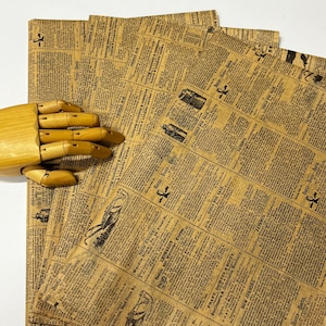 Papier d'emballage publicitaire vintage - papier journal Kraft 15 x 20 ou 20 x 30 emballages cadeaux papier d'emballage à l'ancienne police noir machine à écrire