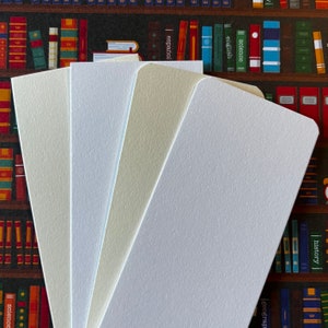 Blank Bookmarks - 25 Bright White or Natural Book Marks Draw Paint Square or Rounded Corners Choose Size Bibliophile Gift Book Lover Reader