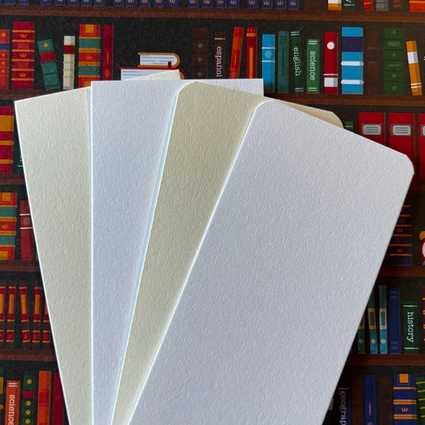 Blank Bookmarks - 25 Bright White or Natural Book Marks Draw Paint Square or Rounded Corners Choose Size Bibliophile Gift Book Lover Reader