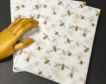 Honeybees Tissue Wrap - Printed Bee 15x20 or 20x30 Packaging Gift Wrap Wrapping Paper Eco-Friendly Pretty Buzzing Insect Yellow Black White