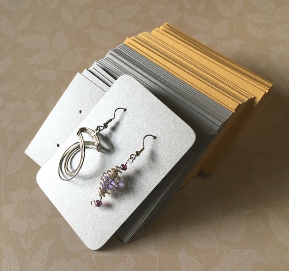 Silver Earring Cards - Elegant 2.5” x 3.5” Metallic Jewelry Shop Supplies Jewelry Displays Retail Packaging Product Blank Shiny