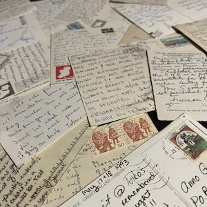 Vintage Postkarten - 12 Karten handgeschriebene Nachrichten Inland Ausland alte Briefmarken für Junk Journals Scrapbooking Collage schrullig Interessant