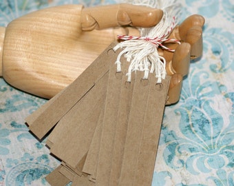 2 DOLLAR DEAL - 50 Narrow Chipboard Tags - Skinny Mini 3.5" x .5" Recycled Rustic Price Products Gifts Seller Shop Bulk Retail Supplies