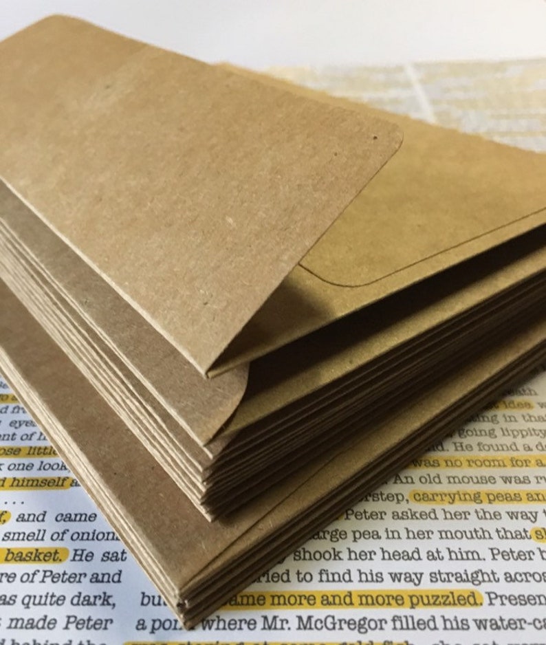 Kraftkuvert (25) - A4-storlek 10,5 x 17,5 cm Rustika hälsningar Utskick Brevpapper Robust papper Gummierat/självhäftande Inbjudningar Bröllop bild 2