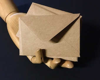 Mini enveloppes Kraft (taille ACEO) - Notes de remerciement Cartes cadeaux Petit livre d’or de mariage recyclé Pointed Gummed Flap Grocery Bag Brown