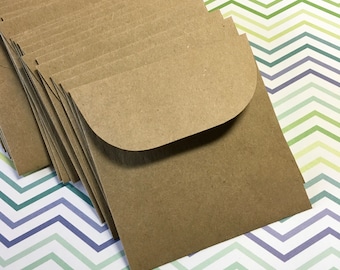 Kraft Envelopes / Cards - Square 3.25" x 3.25" Handmade Wedding Guest Book Alternative Kraft Cards Small Little Rustic Stationery Set Paper