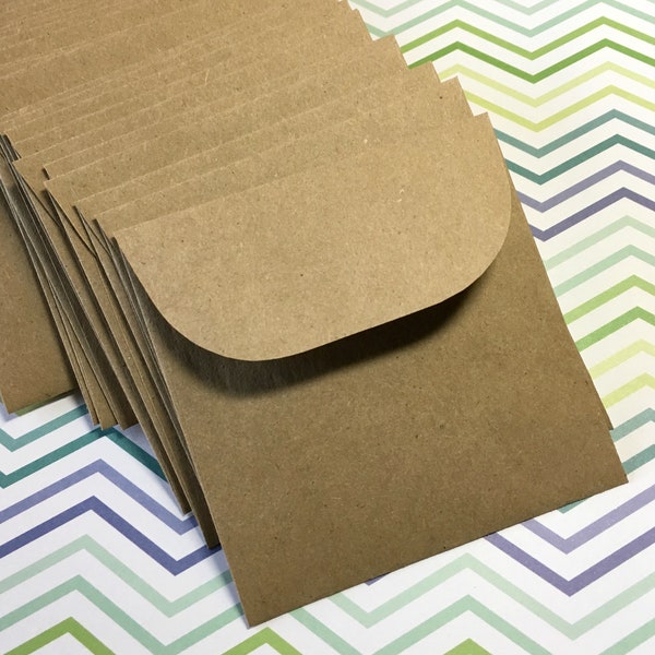 Kraft Envelopes / Cards - Square 3.25" x 3.25" Handmade Wedding Guest Book Alternative Kraft Cards Small Little Rustic Stationery Set Paper