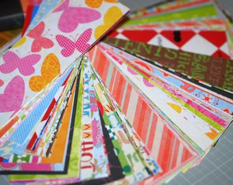 Scrapbook Paper Grab Bag - 100 Pieces 2”x6” Junk Journaling Supplies Arts and Crafts Random Assortment Colorful Mix Papercraft Cardmaking