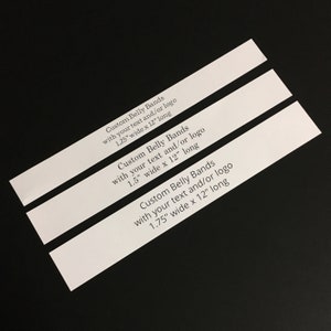 White Paper Belly Bands (100) - Product Wrap Packaging Printed Labels Soap Wraps Supplies Wedding Bright White Custom Printed Logo Narrow