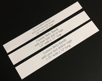 White Paper Belly Bands (100) - Product Wrap Packaging Printed Labels Soap Wraps Supplies Wedding Bright White Custom Printed Logo Narrow