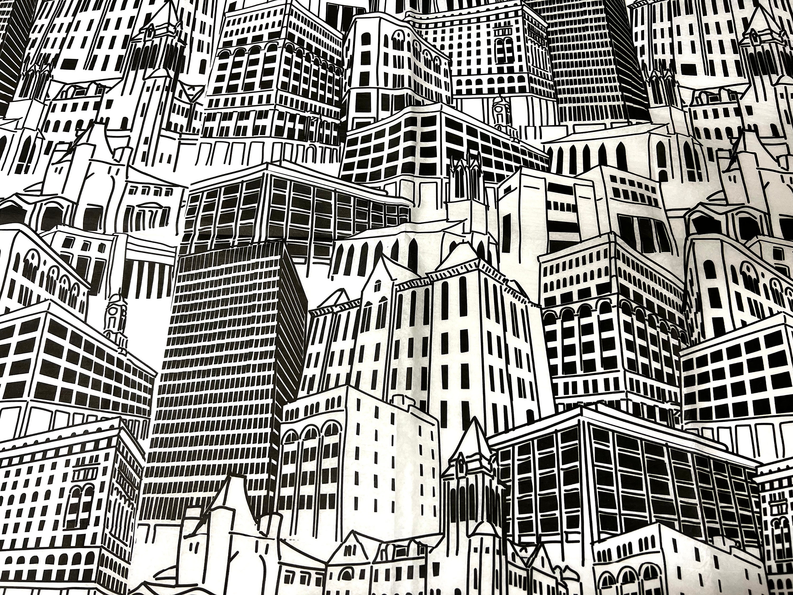 Wrapping Paper Building City Buildings Tissue Wrap - Architectural Skyscrapers 15x20 / 20x30 ...