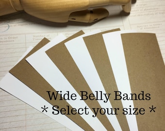 BLANK Paper Belly Bands - Wide (100) . Kraft Brown or Bright White Unprinted Labels Seller Supplies Wedding Supplies Product Wraps