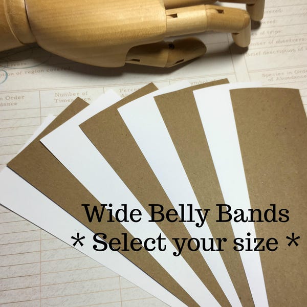BLANK Paper Belly Bands - Wide (100) . Kraft Brown or Bright White Unprinted Labels Seller Supplies Wedding Supplies Product Wraps