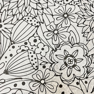Blumen Doodles Seidentuch Wrap - Spaß und Funky Schwarz und Weiß Funky Floral 15x20 oder 20x30 Verpackung Geschenkpapier Verpackung Papier Lieferungen